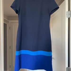 Elegant Navy and Blue Colorblock Dress